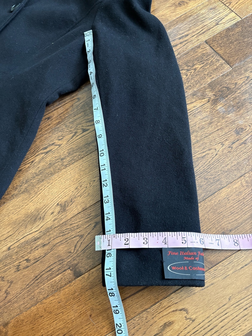 Sachi Black Hooded Wool/ Cashmere Blend Women's Coat with Real Fur Trim Size Med - Picture 9 of 10